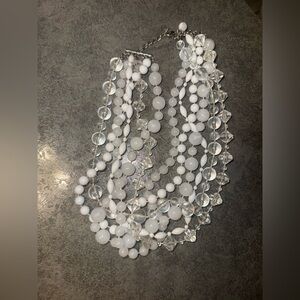 Elegant White and Clear Beaded Necklace
